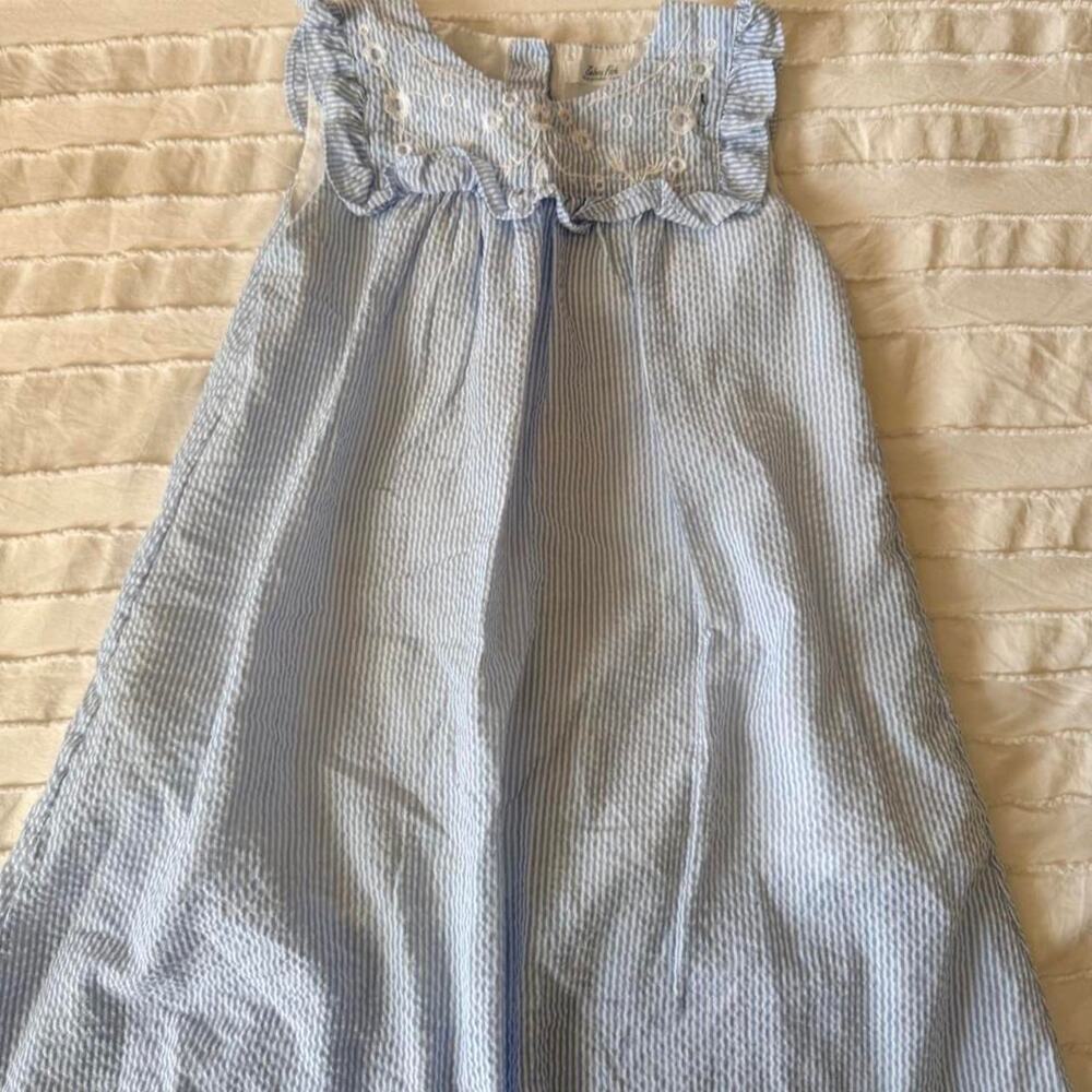 Zebra fish bluewhite striped dress 3-4Y